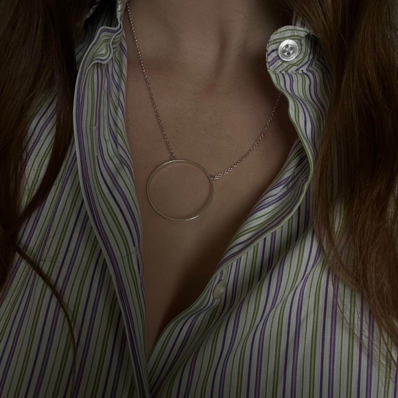 Silver Circle Necklace - Picture 2 of 8